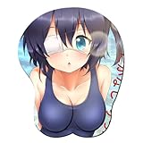 Anime Gaming Sexy Takanashi Rikka Mousepad 3D Wrist Rest Desk Mat Cartoon Bikini Mouse Pad Soft Silicon Gel Mouse Mat Anti-Slip Office Mat Desk Pad with Wrist Support