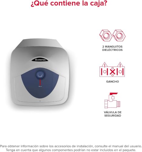 Miniatura 4 de Ariston Blu Evo Rs - Termo Eléctrico 30 Litros Bajo Consumo, Calentador De Agua Eléctrico Vertical Con Tamaño Reducido 44.6x41x44.6cm, Calentadores Para Instalación España - Eficiencia C, Rango A F