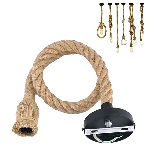Mecate Para Ropa, Home Improvement Lámpara Colgante De Cuerda De Cáñamo Vintage, 1/1.5/2M Lámpara Colgante De Araña De Una Sola Cabeza Lámpara Colgante De Techo De Estilo Retro Accesorio De...