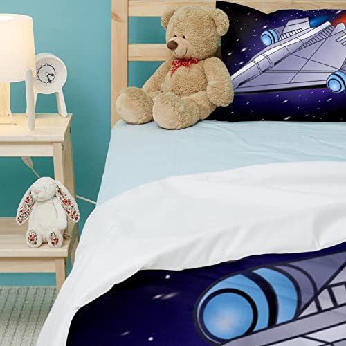 Housse de couette spaceship microfibre douce literie thème espace