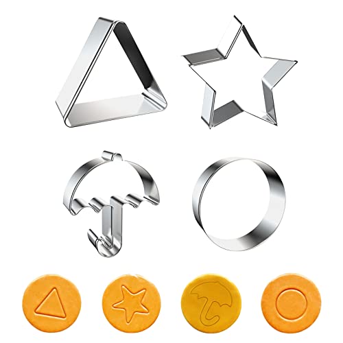 EVERMARKET 4 Pcs Cookie Cutters Set for Squid TV Game ,4 Stainless Steel Biscuit Cutters Sugar Candy Molds Cookie Cutters for 2021 Squid TV Game Halloween Christmas Party Props