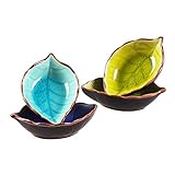 Japanese Leaf-shaped Dish Tableware Ceramic Small Dish Taste Dish Kitchen Vinegar Sauce Seasoning...
