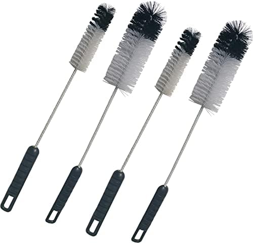 Coralpearl Utility Bottle Cleaning Brush Set Long Handle Thin Small Big Wire Cleaner Bendable Flexible for Narrow Neck Skinny Spaces of Water Beer Wine Baby Bottles Pipe Tube Flask Decanter Straw (4)
