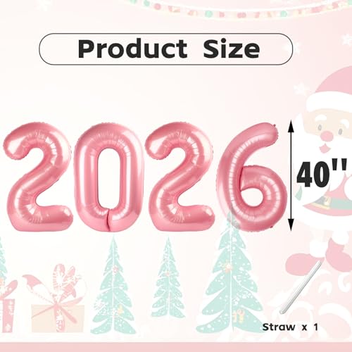 Image of 2026 Balloon Numbers Party Decorations, 40In Pearl Pink Balloons | Eye-catching Appearance, Perfect Decorative Centerpieces, Convenient Self-sealing Structure, Widely for Various Occasions
