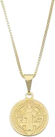 Colar Com Medalha De São Bento Banhado Ouro 18k