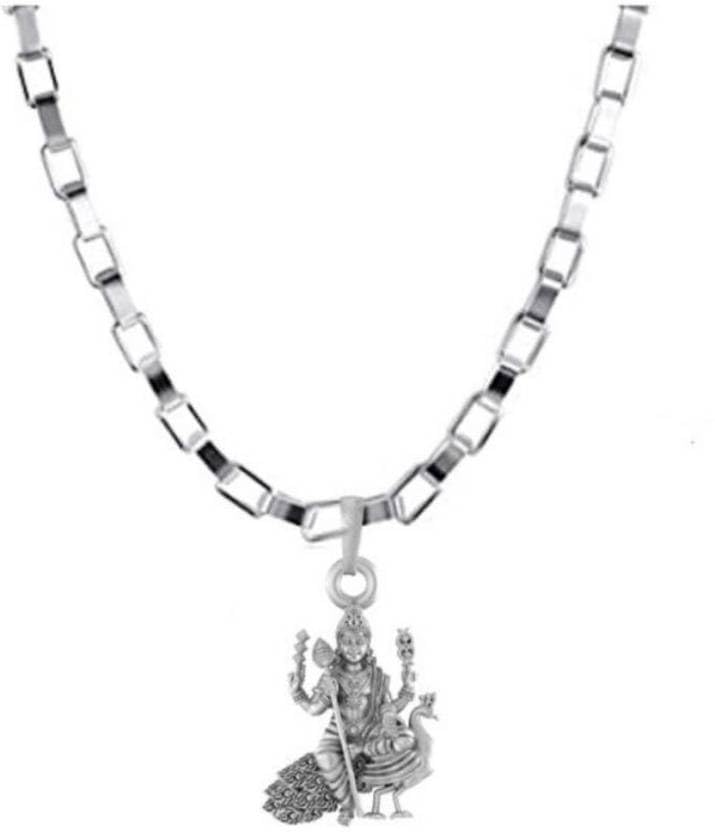 Pendentif en argent sterling hypoallergénique Dieu Kartikeya avec chaîne robuste anti-noircissement