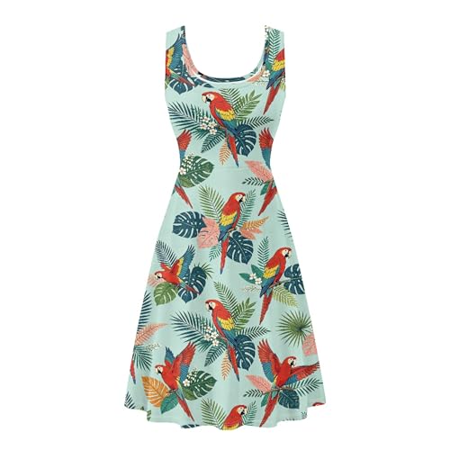 Image of TOADDITDO Women's Sleeveless O Neck Beach A-Line Party Coctail Tank Dresses Flared Sundress