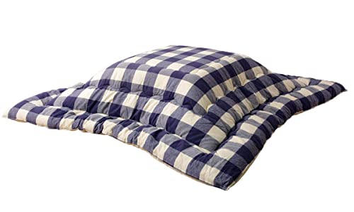 こたつ布団 正方形 日本製 厚掛け インド綿 オーブ ネイビー 約190×190cm こたつ掛け布団 ストライプ ボーダー #5192509