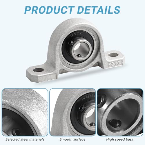 10 Stück Stehlager Gehäuselager, KP000 Flanschlager 10mm Innendurchmesser Kugellager Lagerbock Zinklegierung Wellenlager Flanschbohrung für 3D Drucker Druckmaschinen Achse Welle Maschine