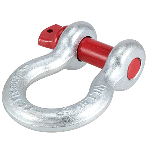 JAPCHET 1 Inch Bow Shackle D-Ring Shackle Heavy Duty WLL Working Load Limit 8.5 Tons/ 18700 Lbs with 1-1/8 Screw Pin for Lifting Rigging Recovery