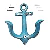 KiaoTime Blue Vintage Rustic Cast Iron Nautical Anchor Design Wall Hooks Coat Hooks Rack Decorative Wall Mounted Antique Shabby Chic Metal Home Bathroom Towel Coat Hooks Hanger