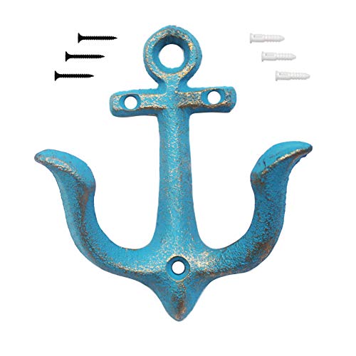 Kiaotime Motif Ancre Nautique Vintage Rustique en Fonte Crochets Muraux Robuste, Décoration Murale...