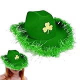Sombrero de vaquero para hombre, disfraz de fiesta verde transpirable con patrón de trébol, sombreros de vaquero para hombre, para decoración de festivales de campo, fiestas de camioneros