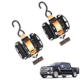 Retractable Ratchet Straps for 2015-2025 2026 Ford F150 Accessories, 2PCS Self Retractable Tie Down Straps, Heavy Duty Quick Release and Tool-Free No Drill Install (1,500lb Break Strength)