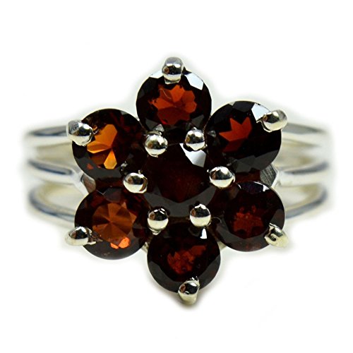 Bague en argent véritable grenat femme pierre de naissance fait main