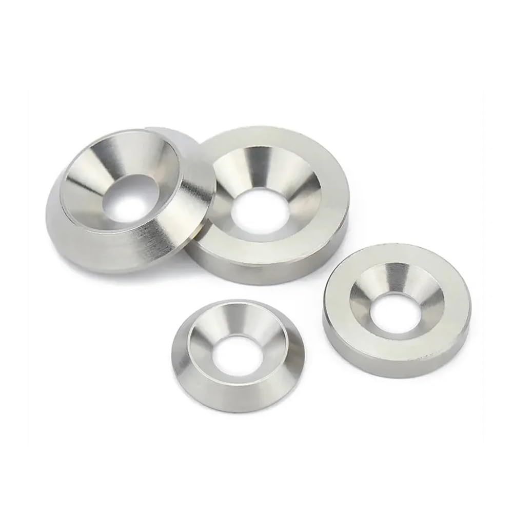 Cup Washer Countersunk for Screw Bolt, 2/10/20pcs M3 M4 M5 M6 M8 M10 Concave and Convex Tapered Washers Sliver Washer Stainless Steel Conical Gasket Solid Countersunk Head Flat Rings Fastener Washers