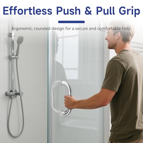 Image of 6'' (CTC) Shower Door Handle Fits 1 /4 inch to 1 /2 inch Thick Glass, Brushed Nickel | 304 Stainless Steel Back to Back Shower Door Replacement Handles for Sliding, Frameless Glass Shower Doors Pull Handle