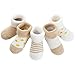 Z-Chen Lot de 5 Paire Chaussettes Coton Hiver Bébé Fille Garçon, Beige, 0-6 Mois