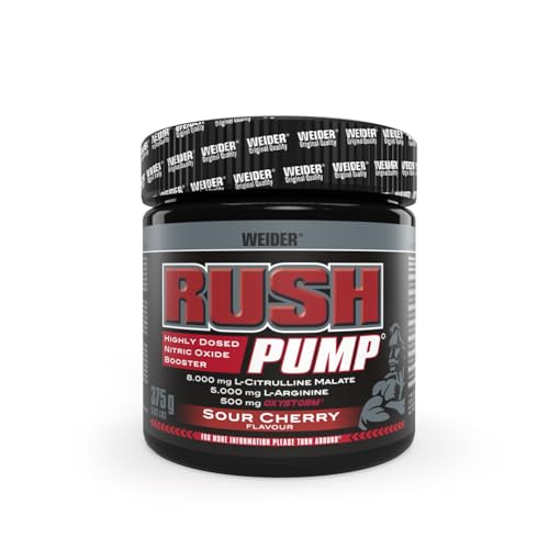 Foto von Weider- Rush Pump - Pre Workout Booster mit L-Citrullin und L-Arginin - Aminosäuren Komplex - Ohne Koffein - 375g - Sauerkirsche