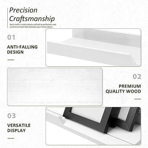 Rebee Vision Farmhouse Floating Shelves Set of 3 : Wall Mounted Rustic Wood Bathroom Decor for Multifunctional Storage and Small Shelf for Home Decor - Boho Apartment Essentials (Modern White)