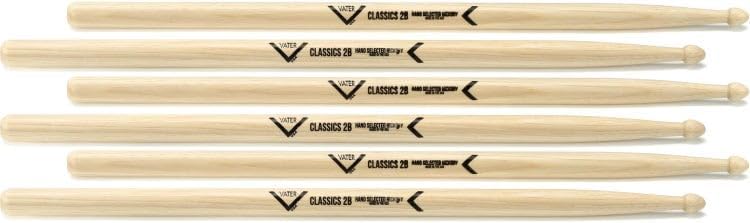Vater Classics Drumsticks 3-Pack - 2B - Wood Tip