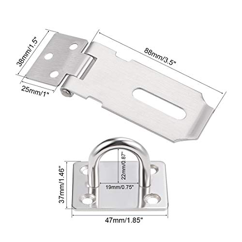 Image of uxcell Padlock Hasp Door Clasp Hasp Latch Security Safety Bolt Lock Latches 201 Stainless Steel