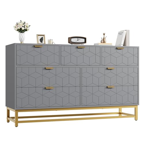 IDEALHOUSE Grey 7 Drawer Dresser for Bedroom, 53.5” Large Dresser