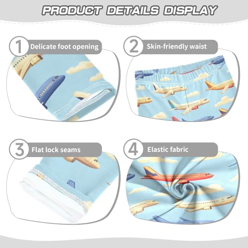Boccsty Doodle Airplane Plane Girls Leggings Kids Yoga Pants Dance Active Tights 4T3