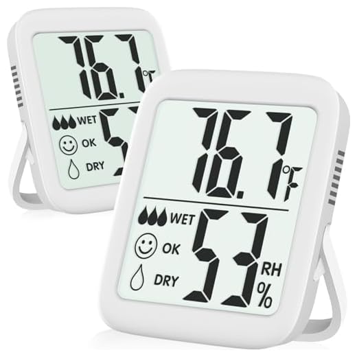Humidity Gauge, 2 Pack Max Indoor Thermometer Hygrometer Humidity Meter Temperature and Humidity Monitor with Dual Sensors for Bed Room, Pet Reptile, Plant, Greenhouse, Basement, Humidor, Guitar