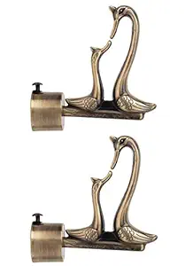 Arena Alloy Zinc Curtain Finials Swan without Supports Curtain Brackets Set (Antique Brass) -Pack of 2 Pcs,Eyelet