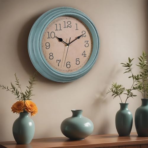 Image of 12 Inch Wall Clock, Silent Non-Ticking Decorative Battery Operated Easy to Read for Kitchen Living Room, Bathroom, Bedroom, Office