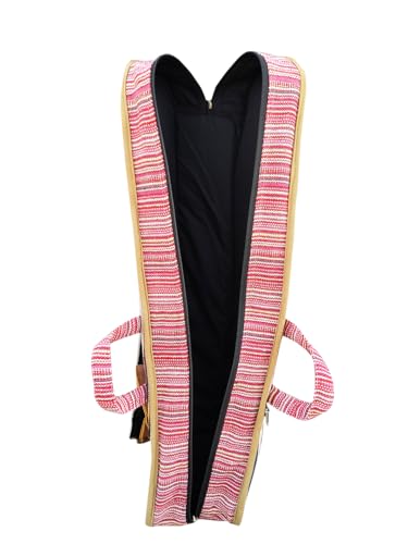 Image of The House of tara Modern Ukulele Bag | Ethnic Handloom Fabric Bag for Concerts | Multicolor | with External Zipper Pocket | Waterproof Padded Case | for Men and Women | Multicolor5