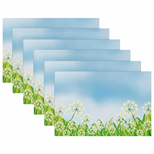 Sets de table pissenlit rectangulaires lavables pour protection table bois - 6