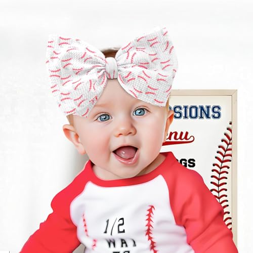 Baseball Headbands for Baby Girl Soft Bowl Hair Bows Hair Accessories for Newborn Infant Babies Sports Headband Baby Outfits3