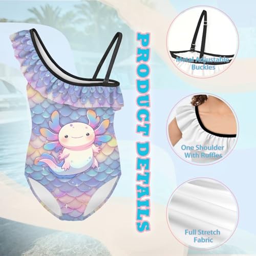 Image of Girls One Piece Swimsuits Size 3-14 Trendy Ruffle Bathing Suit Casual Hawaiian Summer Beach Swimwear