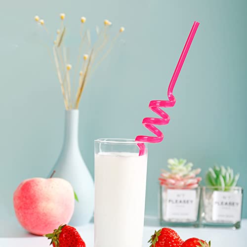 GSHLLO 10 Pcs Plastic Spiral Drinking Straws Reusable Ice Cream Straws Colorful Party Straws Cocktail Juice Drinks Straws Party Favors Supplies for Kids Adults