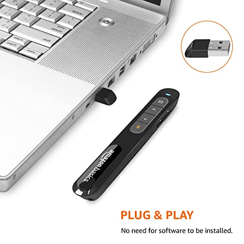 Image of Amazon Basics Wireless USB Laser Flip Pen with Clip, 2.4 GHz, to Control Presentations (Battery Not Included)