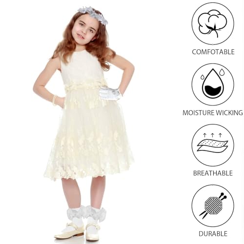 3 Pcs First Communion Veil Set for Girls - White 1st Communion Veil,White Satin Gloves and Lace Ruffle Socks,First Holy Communion Accessories for Girls Wedding Princess Tea Party3