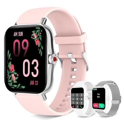 Iaret Smart Watch for Women(Call Receive/Dial), Fitness Tracker Waterproof Smartwatch for Android iOS Phones 1.7" HD Full Touch Screen Digital Watches with Heart Rate Sleep Monitor Pedometer (Pink)