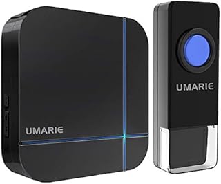 Wireless Doorbell Battery Operated, Plug in Waterproof Doorbell Kit, Best Cordless Door Chime with 1000 feet/300m Range, 58 Chimes, IP55 Waterproof Button, 5-Level Volume & Blue LED Light-Umarie