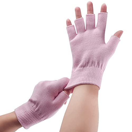 Fingerless Moisturizing Gloves For Dry Hand - Silicone Gel Infused Lotion Spa Glove For Eczema Hand Skin Care Overnight Treatment | Healing Repair Cracked Finger Aloe Moisturizer Gloves For Men Women #TOP4