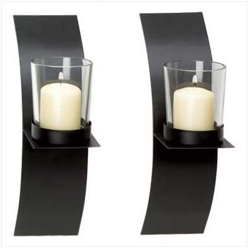 Modern Art Candle Holder Wall Sconce Plaque Set of Two, New