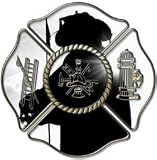Firefighter Maltese Cross Silhouette Decal 4' Reflective