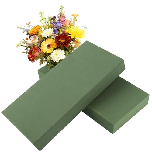 NZNSML 2 Pcs Floral Florist Foam Flowers Sponge 30.8x14.2x3.7 cm Rectangular Green Floral Foam Block for Fresh Artificial Flowers Arranging Weddings DIYs Crafts Indoor Outdoor