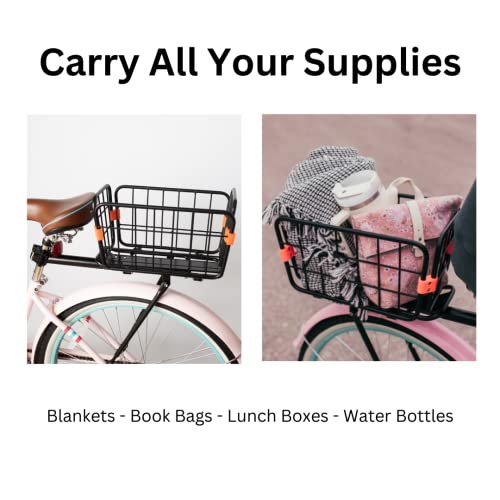 Rear Bike Basket | Bicycle Cargo Rack, Aluminum Adjustable Carrier, Bike Trailer, Load Capacity (39.7 Lbs) Reflective And Waterproof (L 22) X (W 9) X (H 8) Inches #TOP4