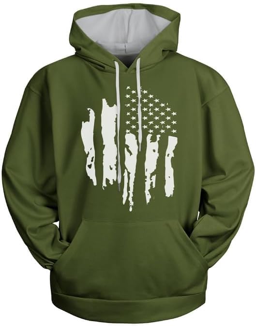 H HYFOL Graphic Hoodies for Men USA Flag American Patriotic Long Sleeve Pocket Pullover Sweatshirts - Image 3
