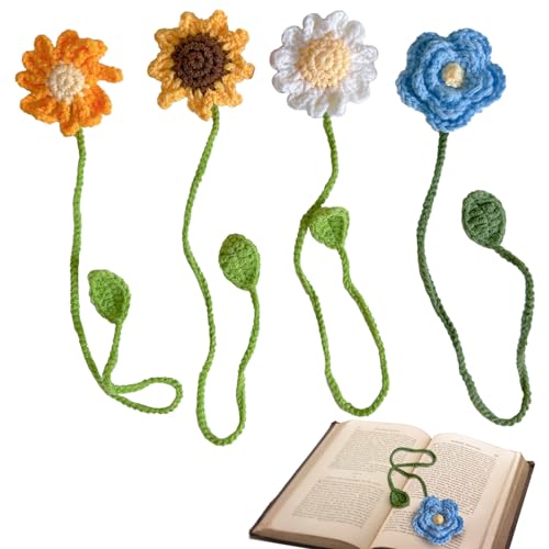 BDSHUNBF 4 Piezas Marcadores de Libros, Marca Paginas Libros Flor, Marcapginas para Rascar, Regalos Cumpleaños para Niños, Mujeres, Lectores
