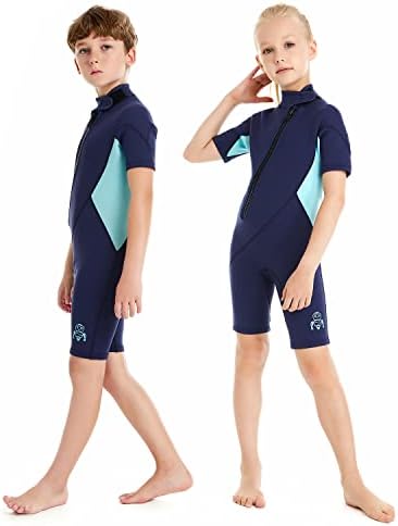 Summshall Neoprenanzug Kinder,2MM Neopren Shorty Wärmender Badeanzüge für Mädchen Jungen Thermal Taucheranzug Ultra Stretch Wetsuits für Wassersport