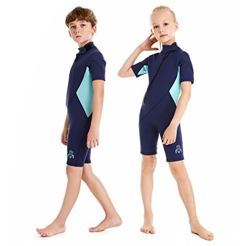 Summshall Neoprenanzug Kinder，2MM Neopren Shorty Wärmender Badeanzüge für Mädchen Jungen Thermal Taucheranzug Ultra Stretch Wetsuits für Wassersport