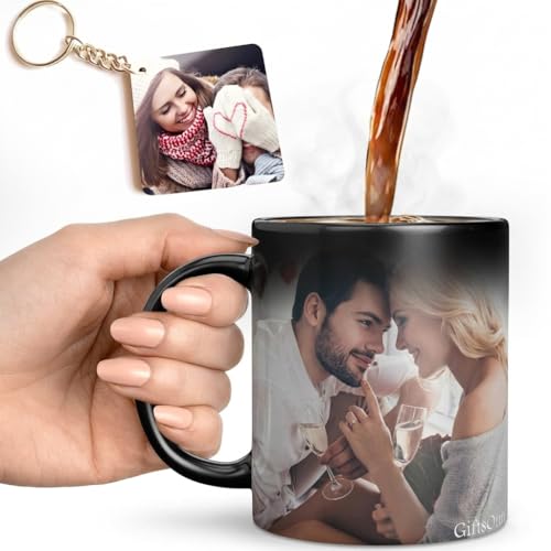 Image of Personalized Magic Mug - Custom Photo, Name & Quote Ceramic Mug - Birthday, Anniversary, Valentine's Gift - 330ml Color Changing Mug for Girlfriend, Boyfriend, Husband, Wife